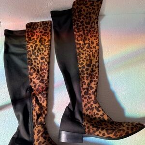 Leopard Print Over-the-Knee Boots